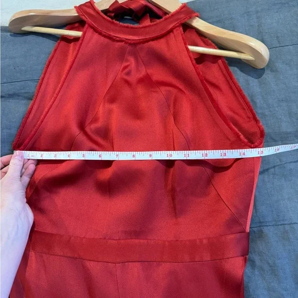 Alexis Red Sanaya Tie-Back Satin Jumpsuit